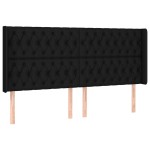vidaXL Tăblie de pat cu aripioare, negru, 183x16x118/128 cm, textil
