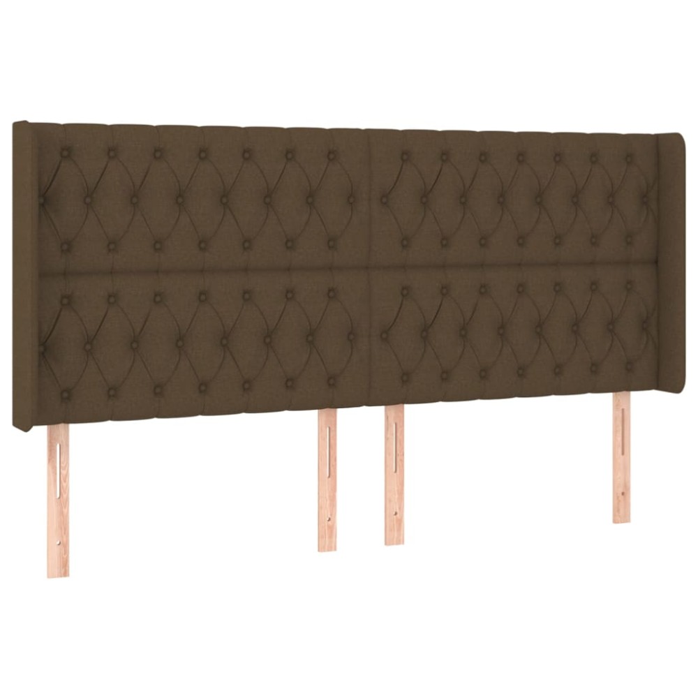 vidaXL Tăblie de pat cu aripioare maro închis 183x16x118/128 cm textil