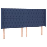 vidaXL Tăblie de pat cu aripioare, albastru, 183x16x118/128 cm, textil