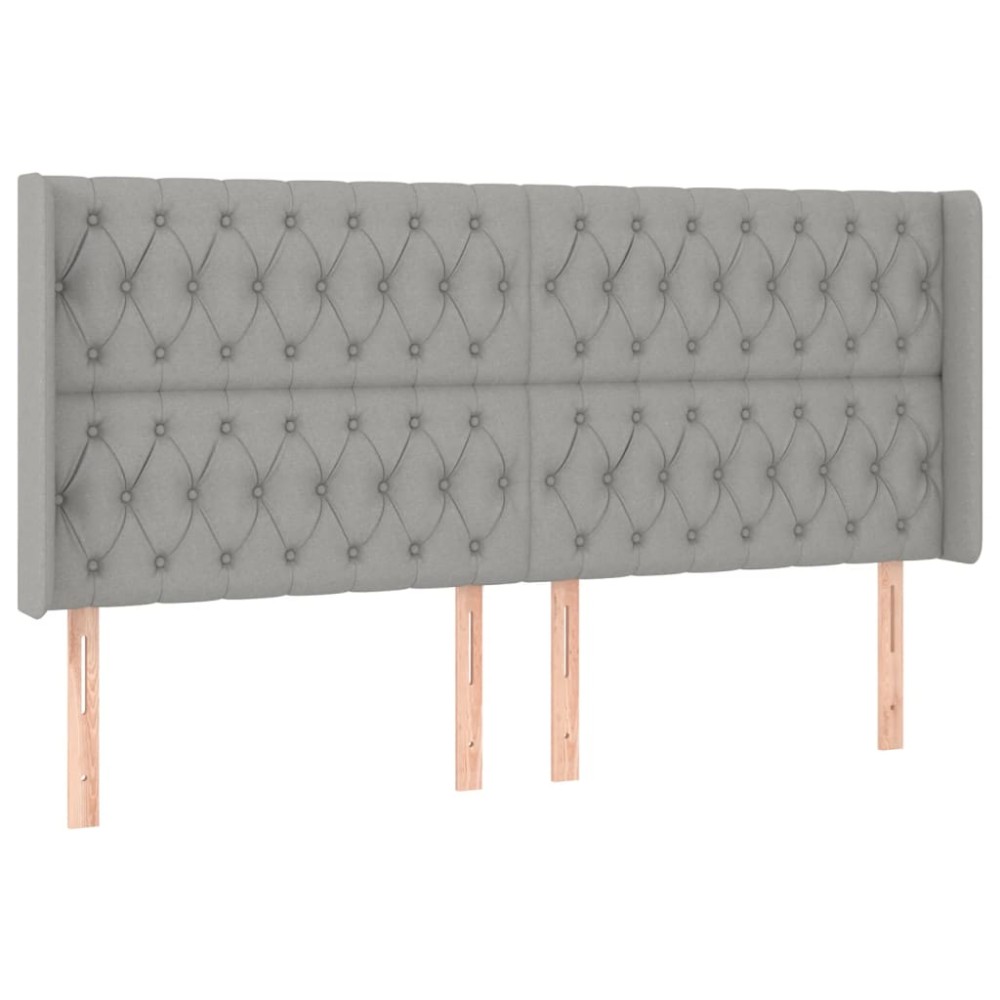 vidaXL Tăblie de pat cu aripioare gri deschis 203x16x118/128 cm textil
