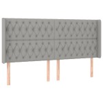 vidaXL Tăblie de pat cu aripioare gri deschis 203x16x118/128 cm textil vidaXL Tăblie de pat cu aripioare gri deschis 203x16x118/128 cm textil