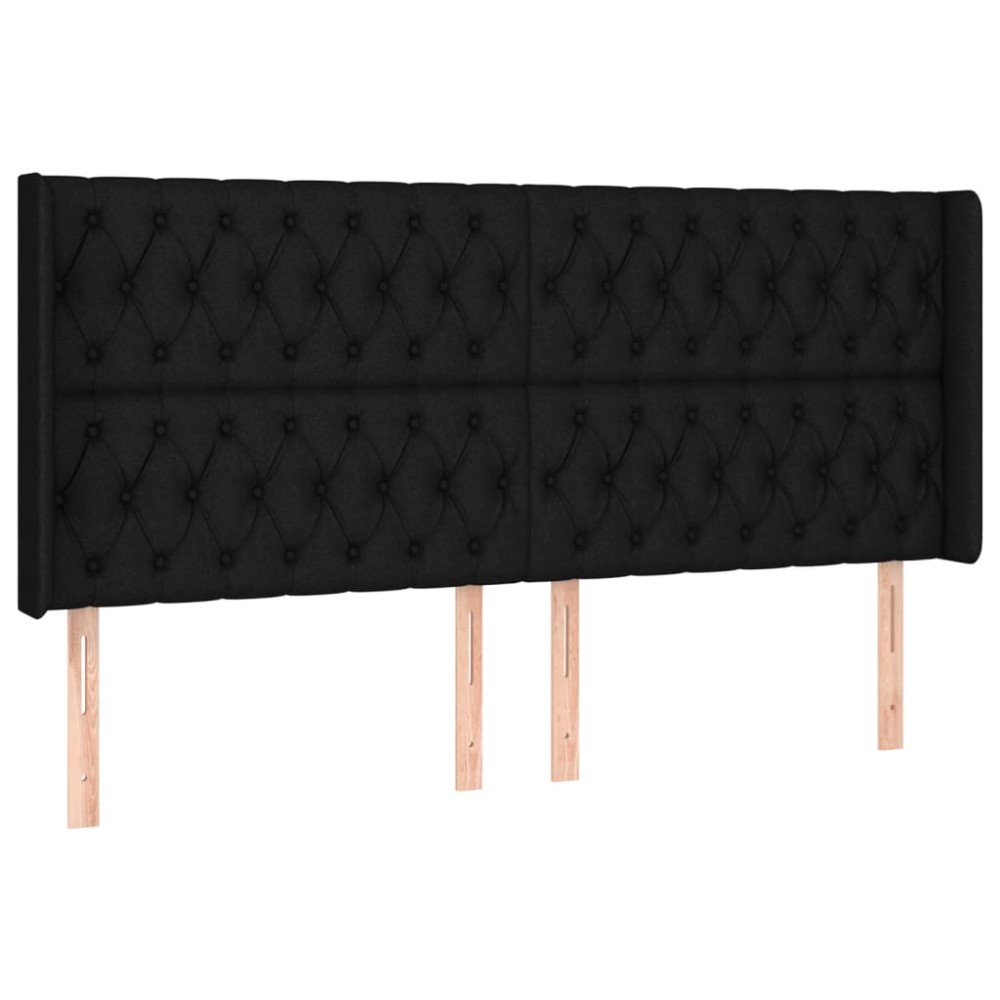 vidaXL Tăblie de pat cu aripioare, negru, 203x16x118/128 cm, textil