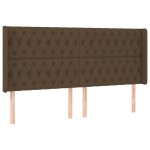 vidaXL Tăblie de pat cu aripioare maro închis 203x16x118/128 cm textil
