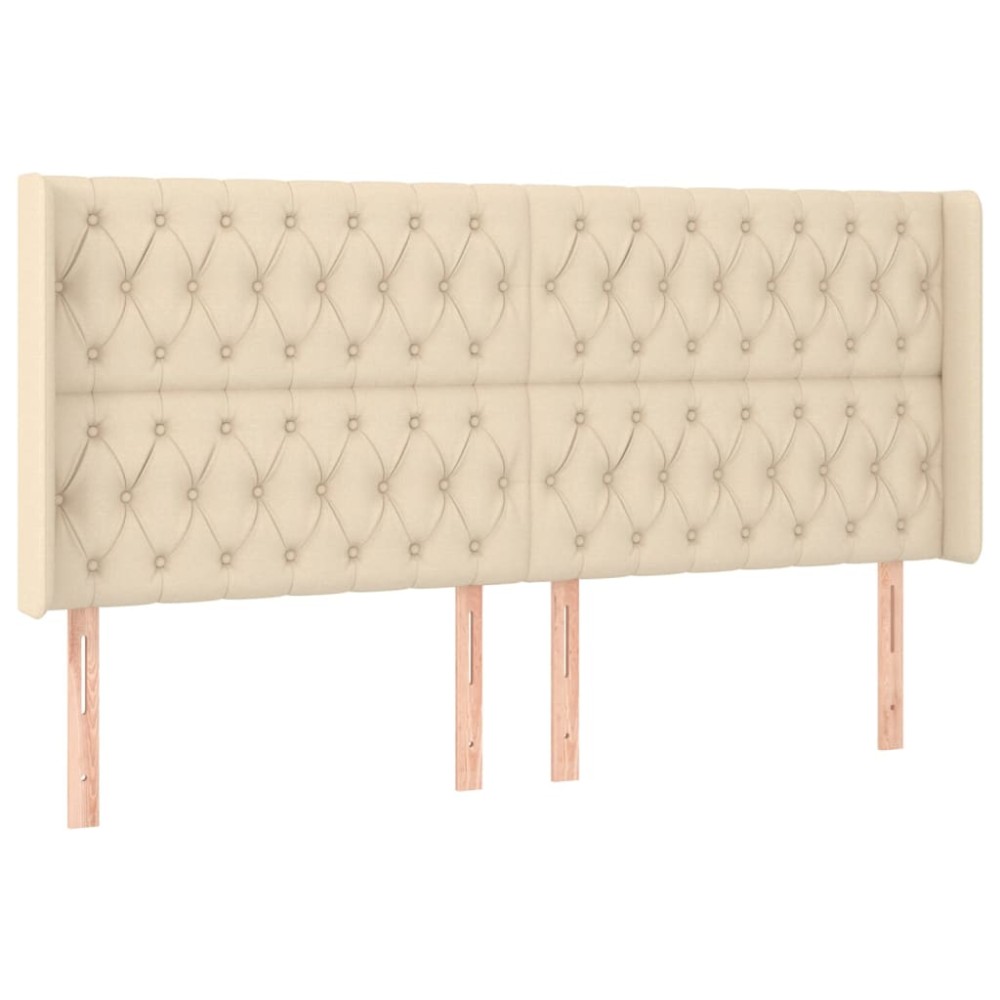 vidaXL Tăblie de pat cu aripioare, crem, 203x16x118/128 cm, textil