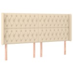 vidaXL Tăblie de pat cu aripioare, crem, 203x16x118/128 cm, textil
