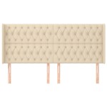 vidaXL Tăblie de pat cu aripioare, crem, 203x16x118/128 cm, textil