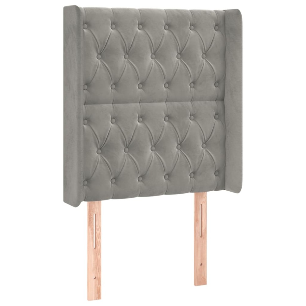 vidaXL Tăblie de pat cu aripioare gri deschis 83x16x118/128 cm catifea
