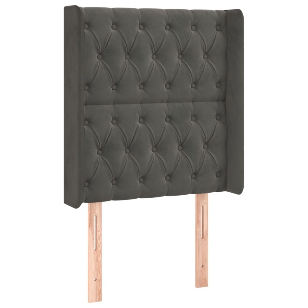 vidaXL Tăblie de pat cu aripioare gri închis 83x16x118/128 cm catifea