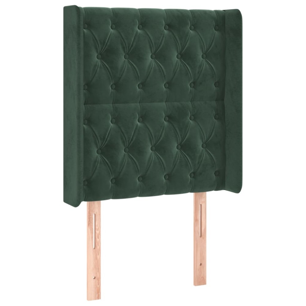 vidaXL Tăblie pat cu aripioare verde închis 83x16x118/128 cm catifea