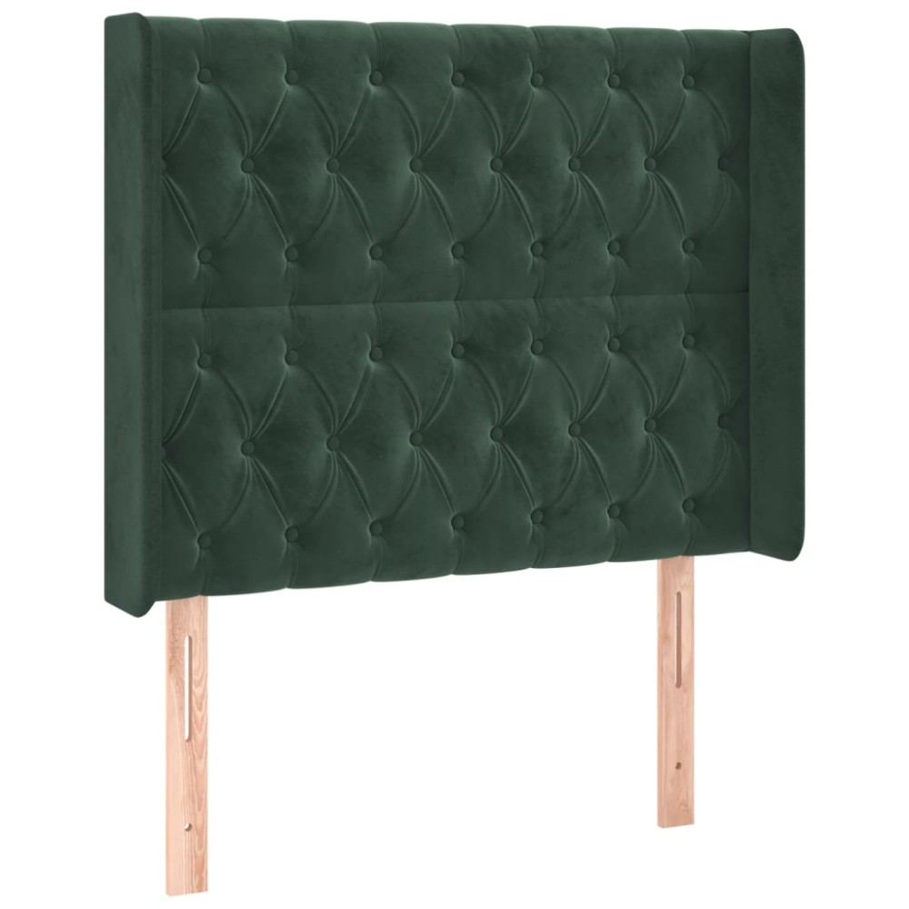 vidaXL Tăblie pat cu aripioare verde închis 93x16x118/128 cm catifea