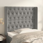 vidaXL Tăblie de pat cu aripioare gri deschis 103x16x118/128cm catifea