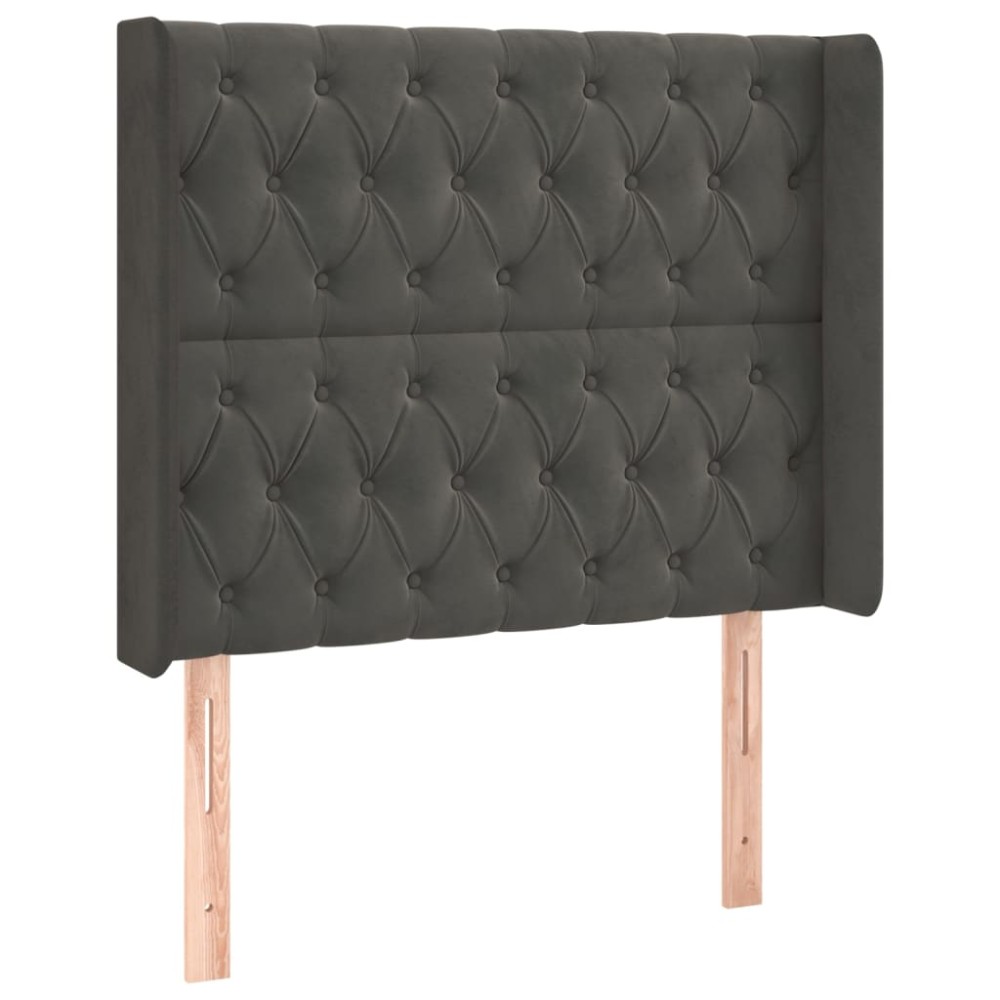 vidaXL Tăblie de pat cu aripioare gri închis 103x16x118/128 cm catifea