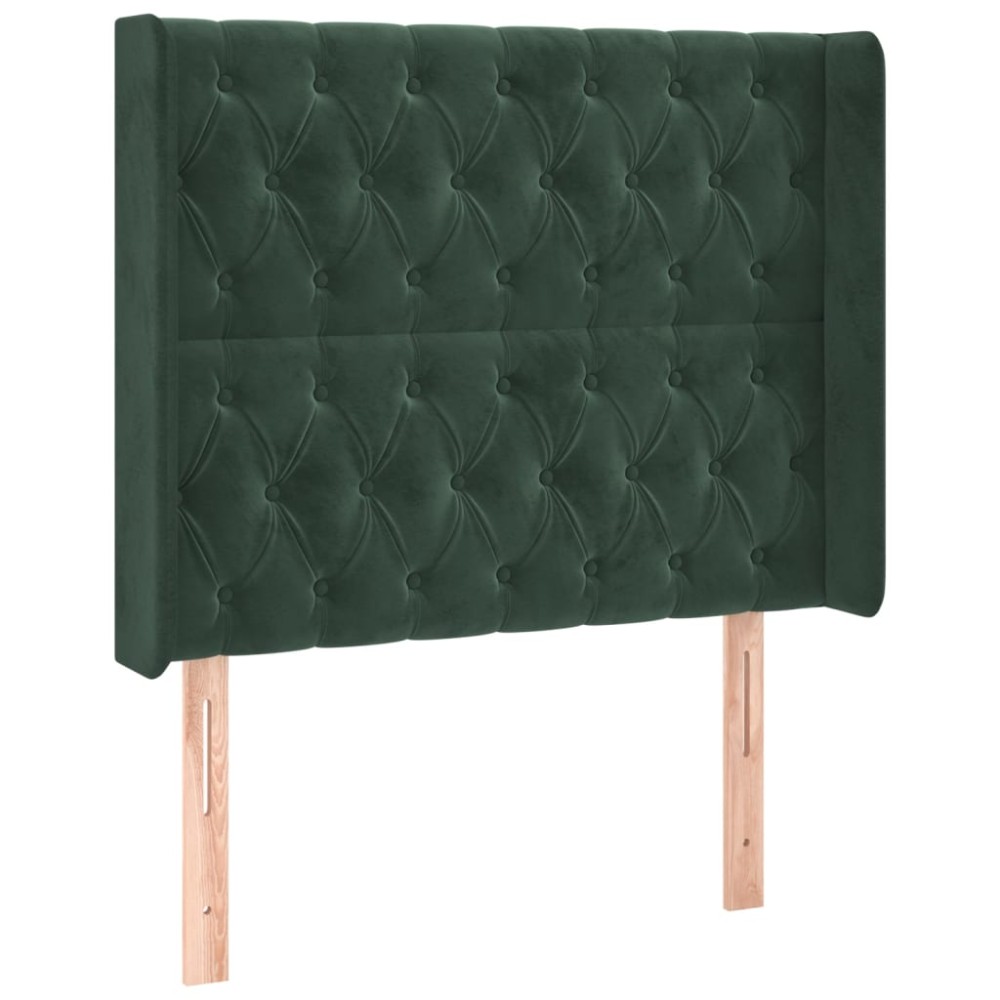 vidaXL Tăblie pat cu aripioare verde închis 103x16x118/128 cm catifea