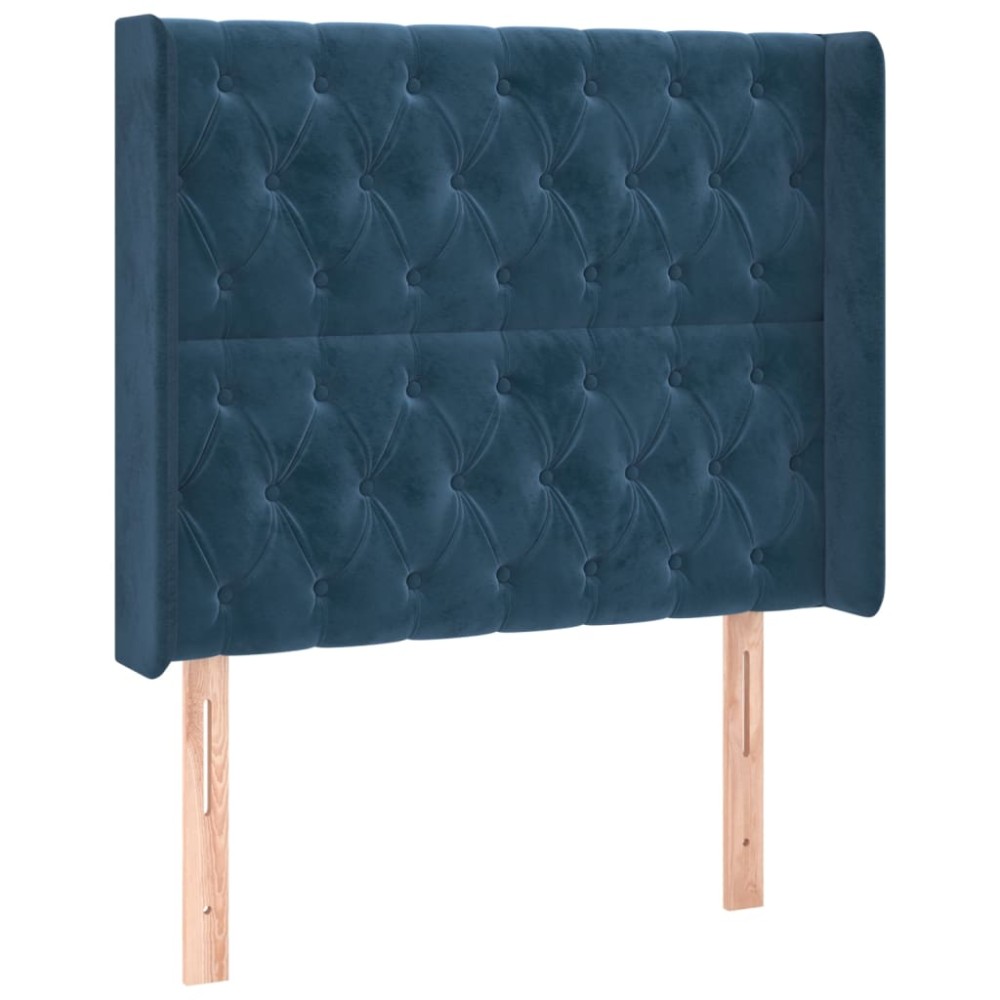 vidaXL Tăblie pat cu urechi albastru închis 103x16x118/128 cm catifea