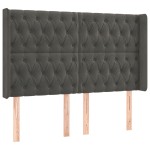 vidaXL Tăblie de pat cu aripioare gri închis 147x16x118/128 cm catifea