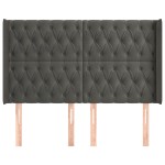vidaXL Tăblie de pat cu aripioare gri închis 147x16x118/128 cm catifea