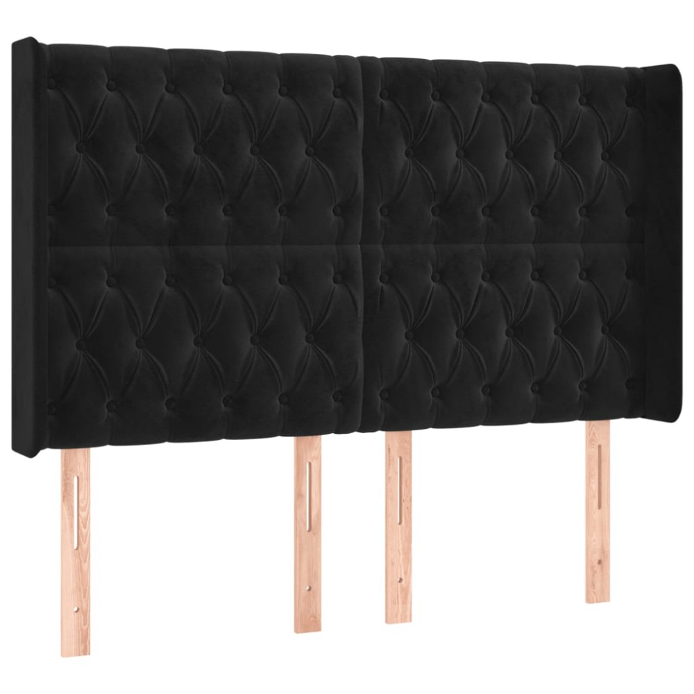 vidaXL Tăblie de pat cu aripioare, negru, 147x16x118/128 cm, catifea