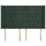 vidaXL Tăblie pat cu aripioare verde închis 147x16x118/128 cm catifea vidaXL Tăblie pat cu aripioare verde închis 147x16x118/128 cm catifea