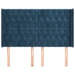 vidaXL Tăblie pat cu urechi albastru închis 147x16x118/128 cm catifea vidaXL Tăblie pat cu urechi albastru închis 147x16x118/128 cm catifea