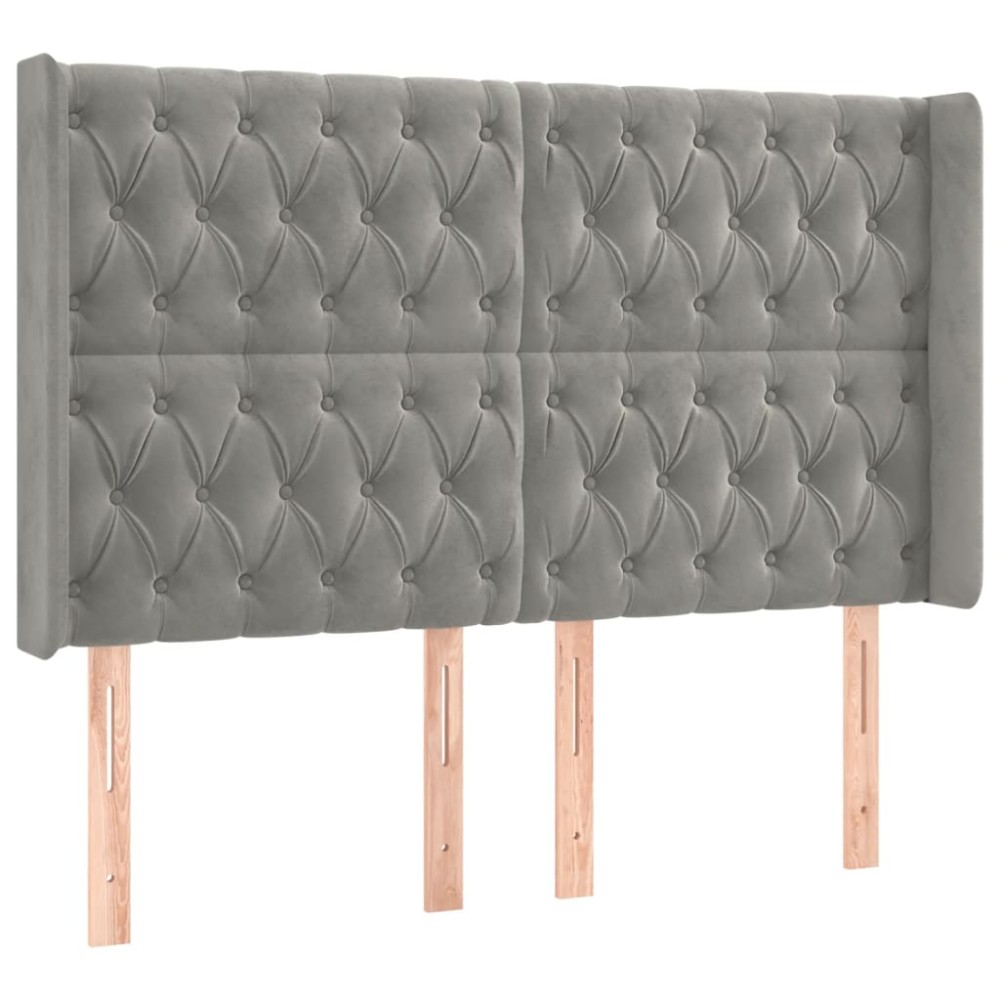 vidaXL Tăblie de pat cu aripioare gri deschis 163x16x118/128cm catifea