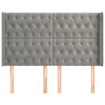 vidaXL Tăblie de pat cu aripioare gri deschis 163x16x118/128cm catifea