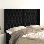 vidaXL Tăblie de pat cu aripioare, negru, 163x16x118/128 cm, catifea