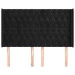 vidaXL Tăblie de pat cu aripioare, negru, 163x16x118/128 cm, catifea