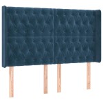 vidaXL Tăblie pat cu urechi albastru închis 163x16x118/128 cm catifea vidaXL Tăblie pat cu urechi albastru închis 163x16x118/128 cm catifea