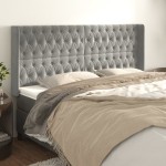 vidaXL Tăblie de pat cu aripioare gri deschis 183x16x118/128cm catifea