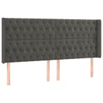 vidaXL Tăblie de pat cu aripioare gri închis 183x16x118/128 cm catifea vidaXL Tăblie de pat cu aripioare gri închis 183x16x118/128 cm catifea