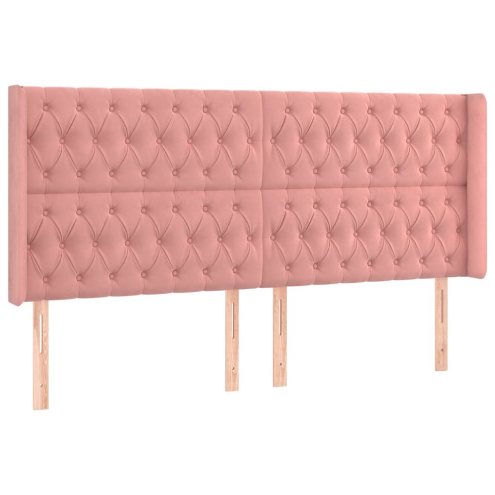vidaXL Tăblie de pat cu aripioare, roz, 183x16x118/128 cm, catifea