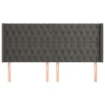 vidaXL Tăblie de pat cu aripioare gri închis 203x16x118/128 cm catifea vidaXL Tăblie de pat cu aripioare gri închis 203x16x118/128 cm catifea