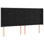 vidaXL Tăblie de pat cu aripioare, negru, 203x16x118/128 cm, catifea