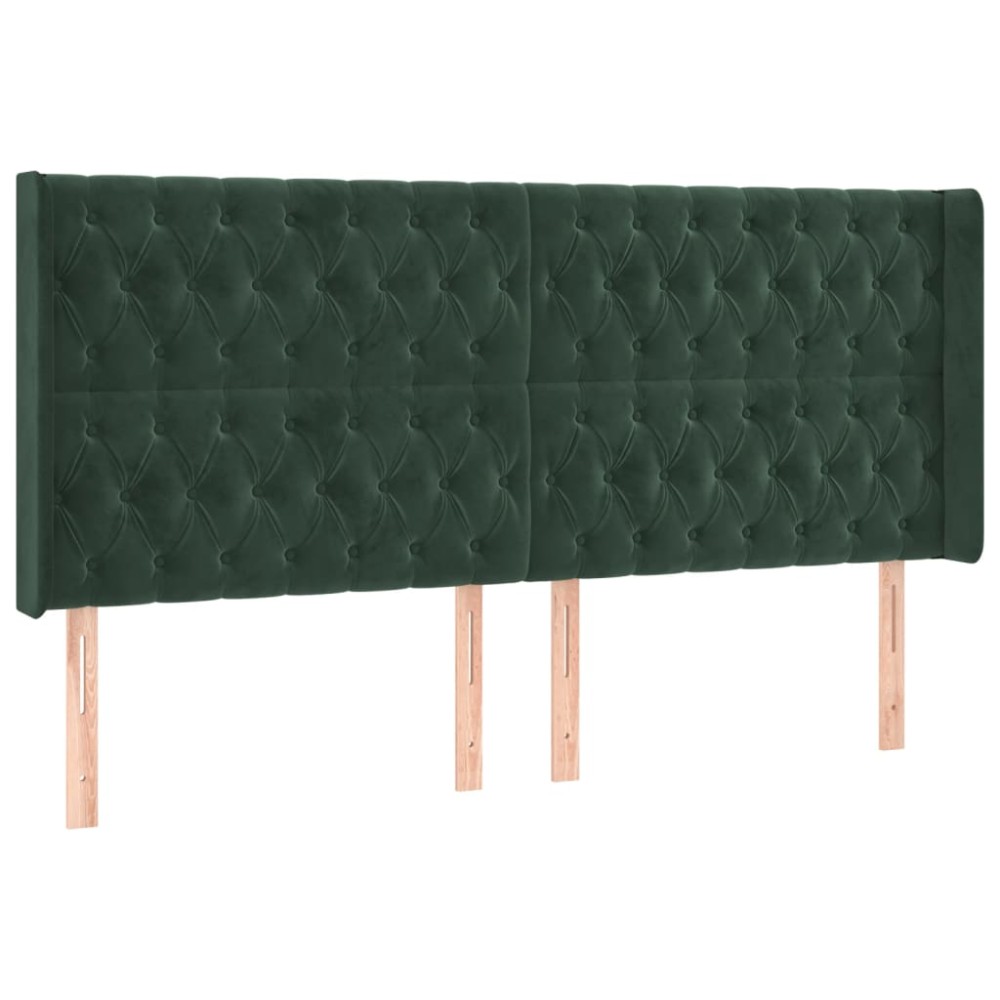 vidaXL Tăblie pat cu aripioare verde închis 203x16x118/128 cm catifea