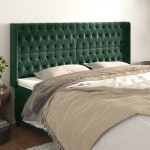 vidaXL Tăblie pat cu aripioare verde închis 203x16x118/128 cm catifea vidaXL Tăblie pat cu aripioare verde închis 203x16x118/128 cm catifea