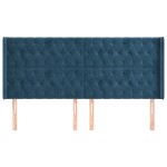 vidaXL Tăblie pat cu urechi albastru închis 203x16x118/128 cm catifea vidaXL Tăblie pat cu urechi albastru închis 203x16x118/128 cm catifea