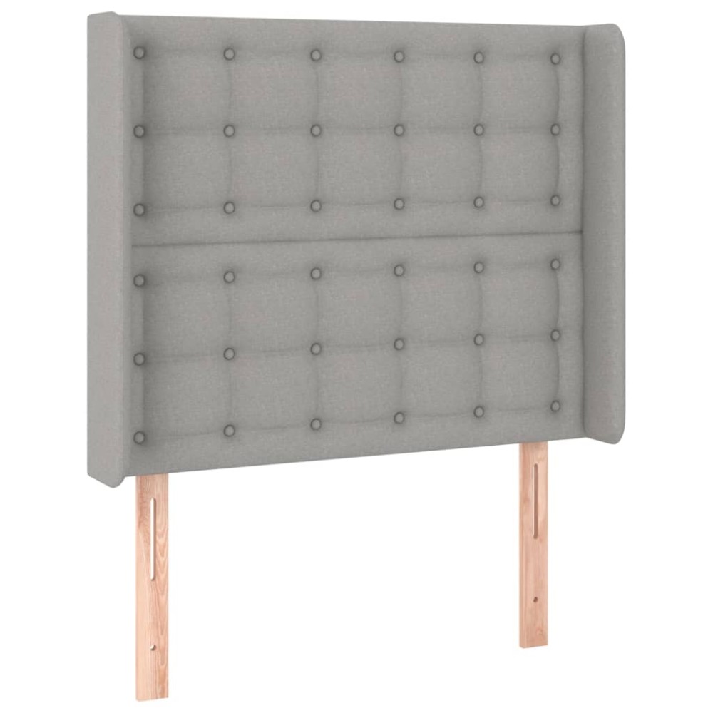 vidaXL Tăblie de pat cu aripioare gri deschis 83x16x118/128 cm textil