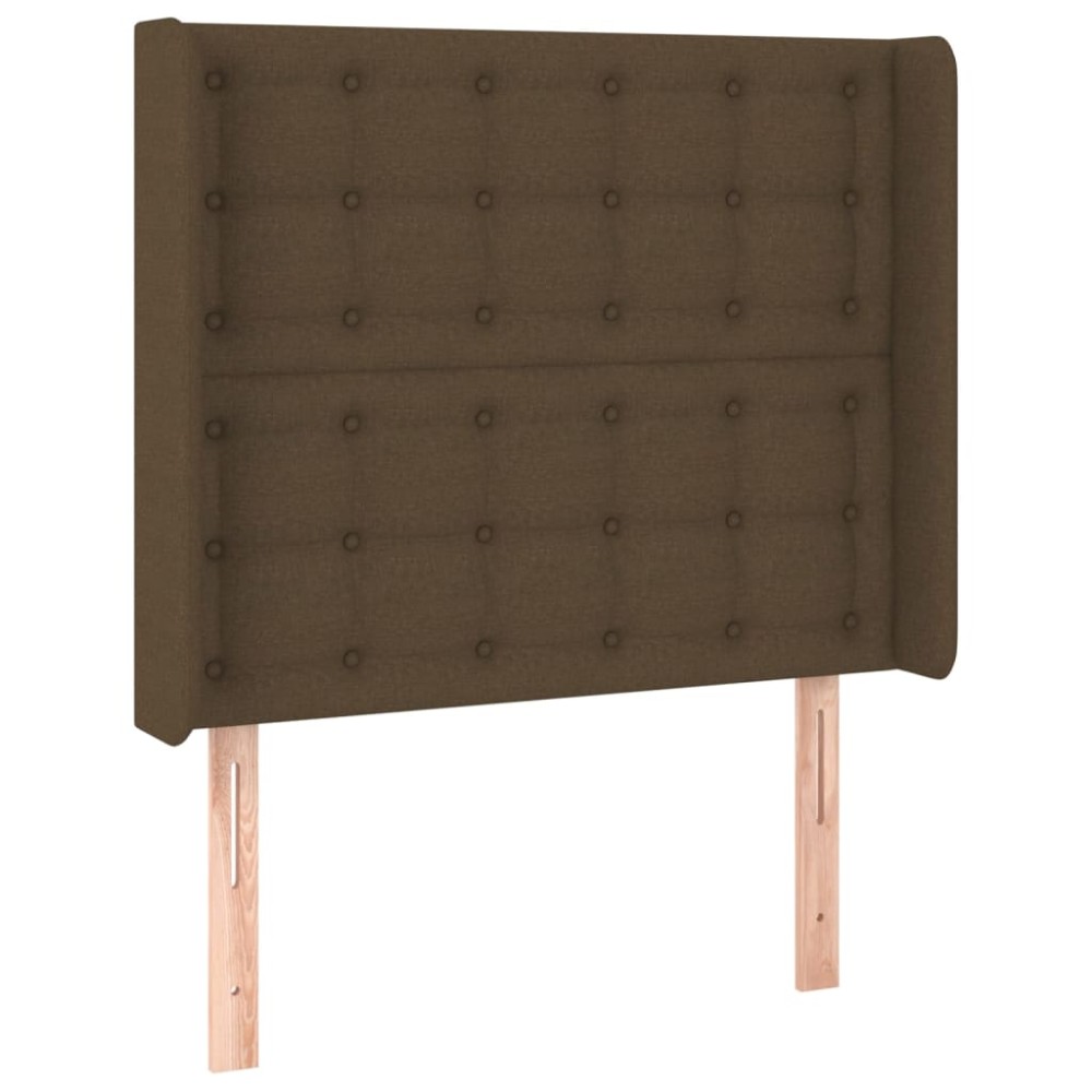 vidaXL Tăblie de pat cu aripioare maro închis 83x16x118/128 cm textil