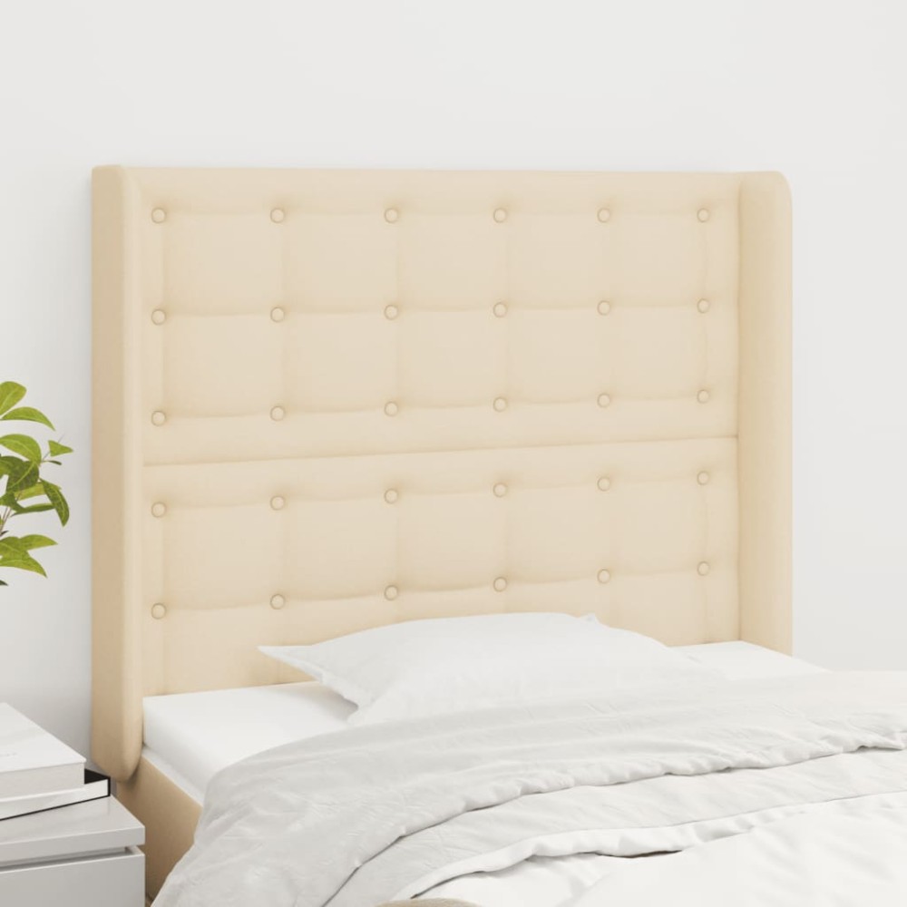 vidaXL Tăblie de pat cu aripioare, crem, 83x16x118/128 cm, textil