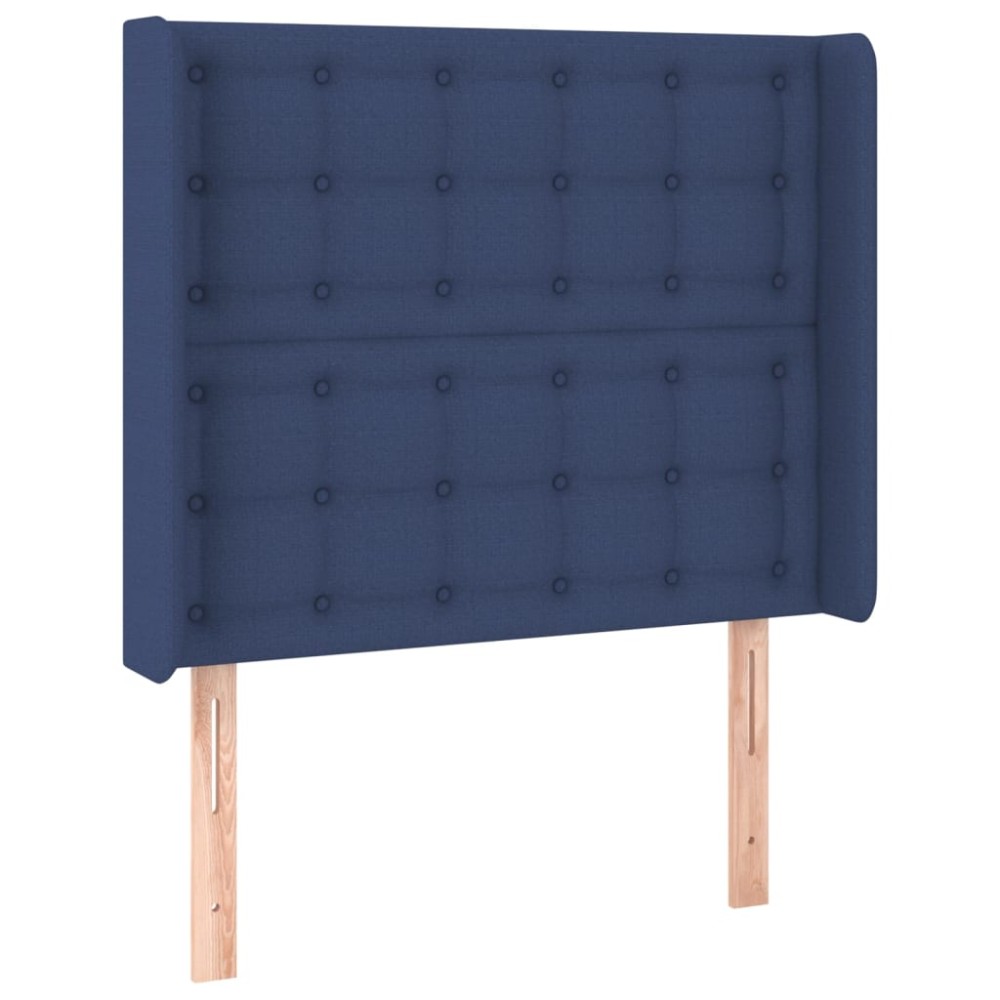 vidaXL Tăblie de pat cu aripioare, albastru, 103x16x118/128 cm, textil