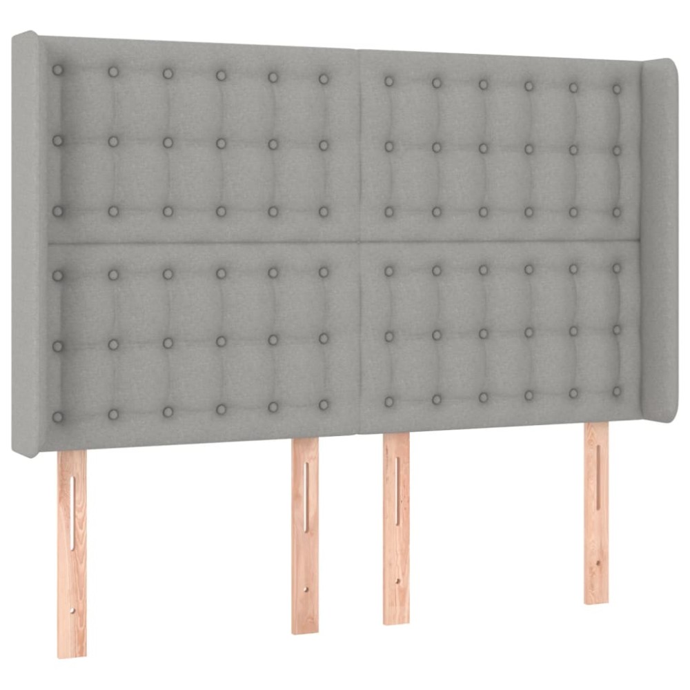 vidaXL Tăblie de pat cu aripioare gri deschis 147x16x118/128 cm textil