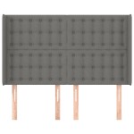vidaXL Tăblie de pat cu aripioare gri închis 147x16x118/128 cm textil