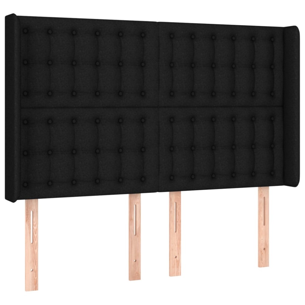 vidaXL Tăblie de pat cu aripioare, negru, 147x16x118/128 cm, textil