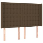 vidaXL Tăblie de pat cu aripioare maro închis 147x16x118/128 cm textil