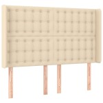 vidaXL Tăblie de pat cu aripioare, crem, 147x16x118/128 cm, textil