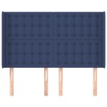 vidaXL Tăblie de pat cu aripioare, albastru, 147x16x118/128 cm, textil