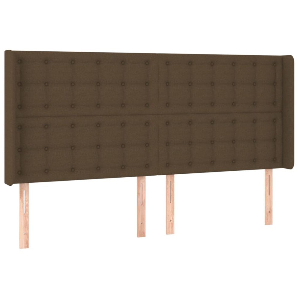 vidaXL Tăblie de pat cu aripioare maro închis 163x16x118/128 cm textil
