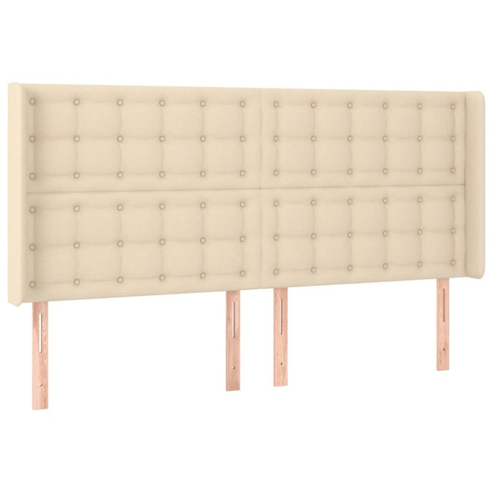 vidaXL Tăblie de pat cu aripioare, crem, 163x16x118/128 cm, textil