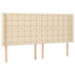 vidaXL Tăblie de pat cu aripioare, crem, 163x16x118/128 cm, textil