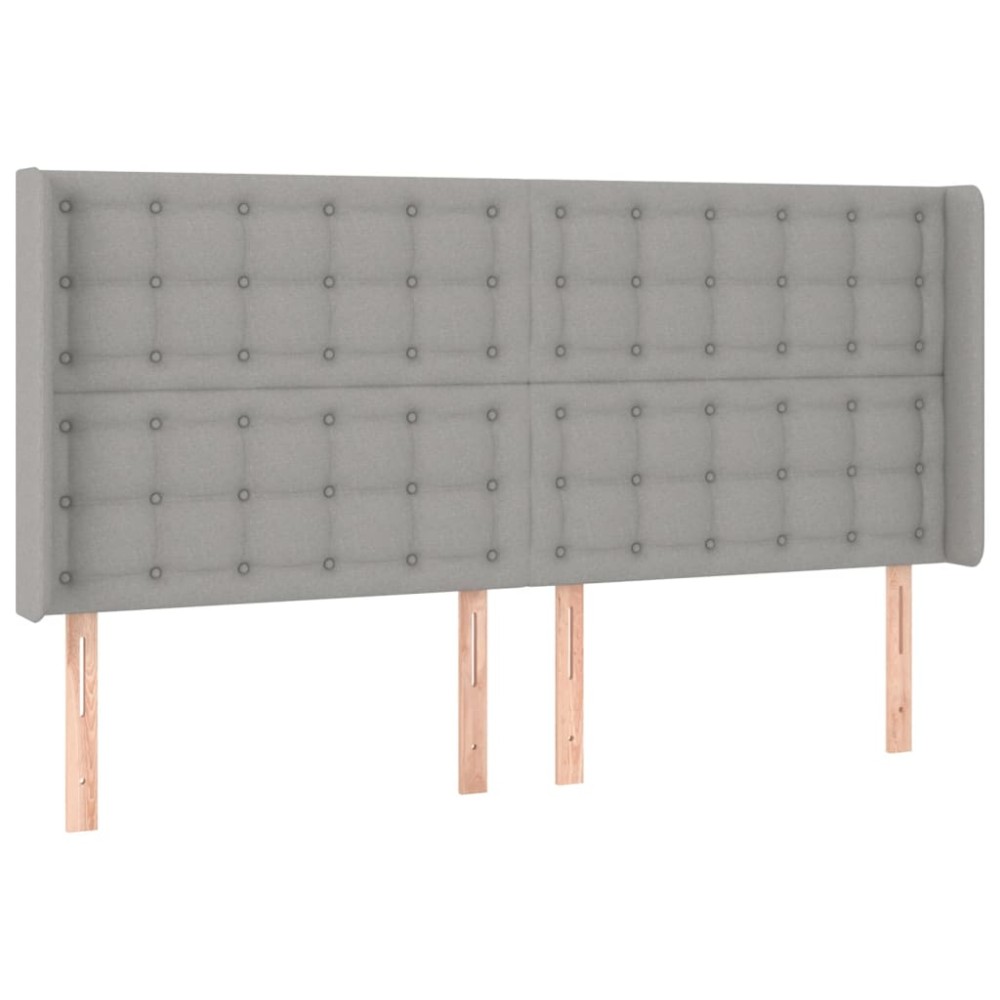 vidaXL Tăblie de pat cu aripioare gri deschis 183x16x118/128 cm textil